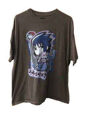 Sasuke Naruto Anime Manga Unisex Sz XL Adult Gray T Shirt Pre-Owned